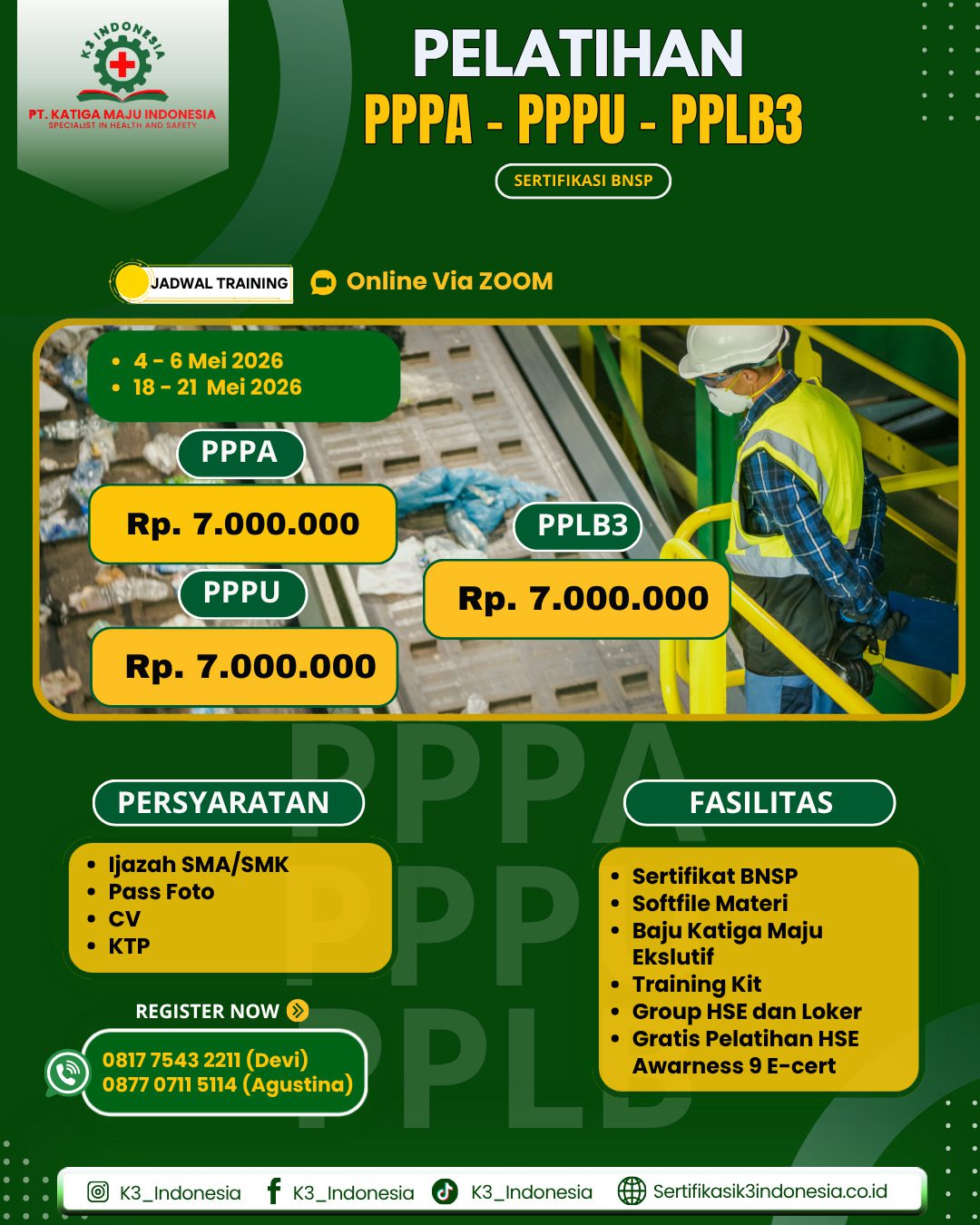 pelatihan pppa pppu pplb3 sertifikasi bnsp