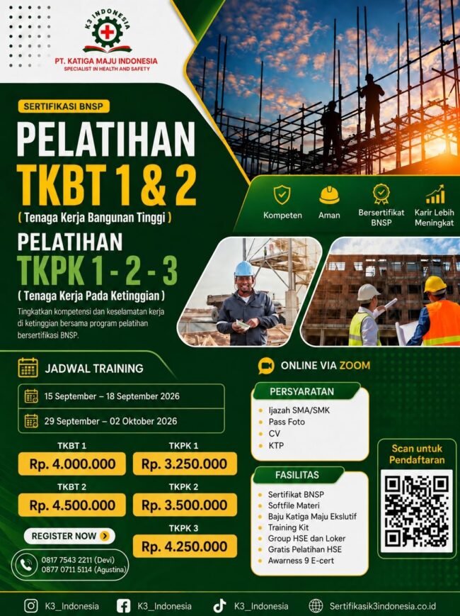 banner pelatihan TKBT ,TKPT sertifikasi BNSP