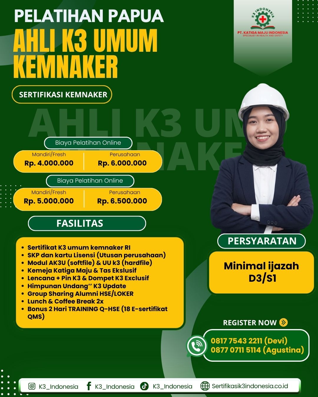 banner pelatihan ahli k3 umum papua
