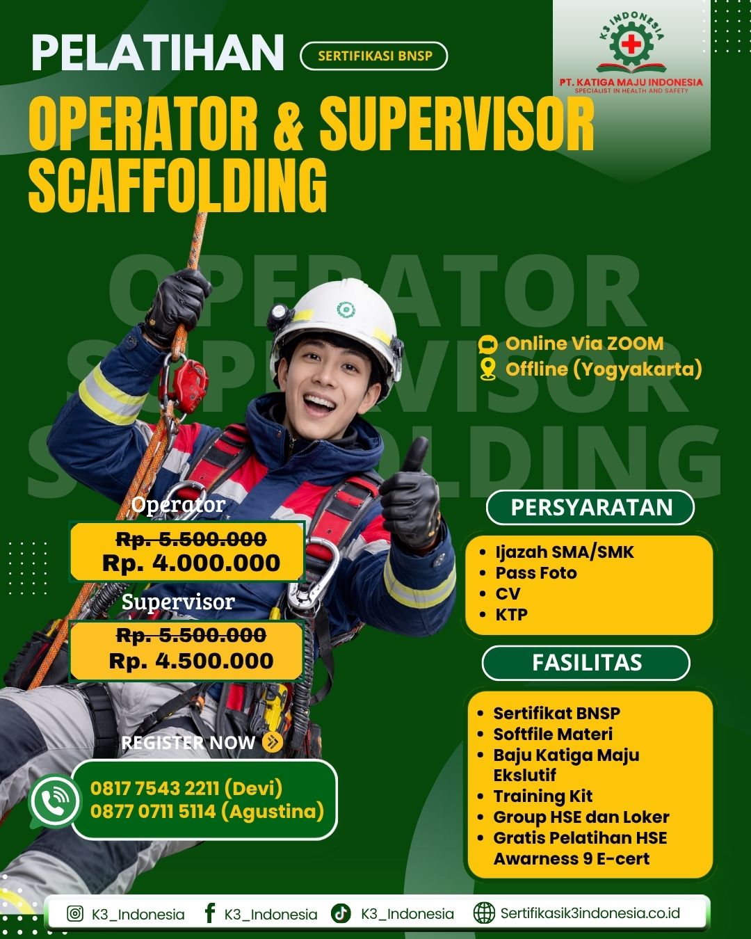 Pelatihan scaffolding bnsp