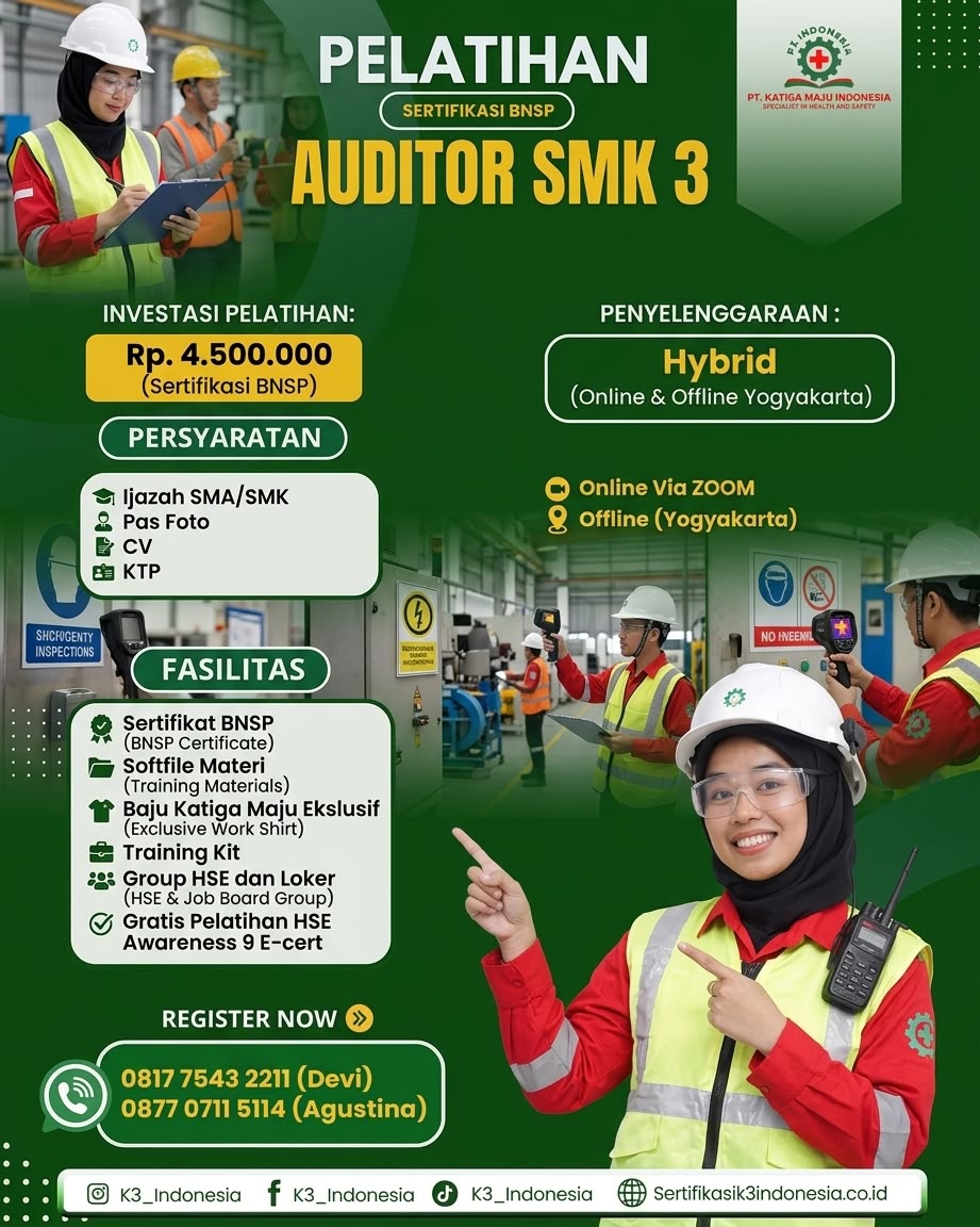 poster Pelatihan auditor smk3 sertifikasi bnp