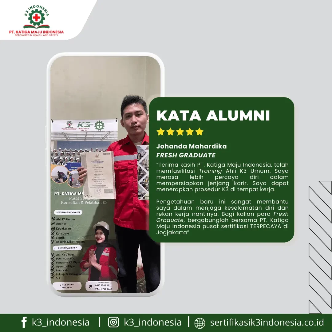 testimoni pelatihan dan sertifikasi k3 PT Katiga Maju Indonesia
